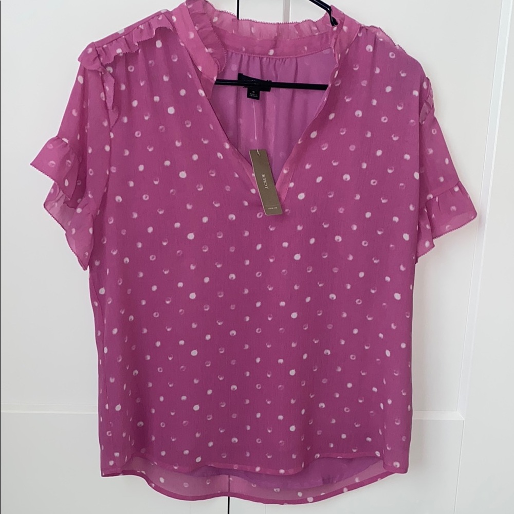 Pink Polka Dot J Crew Blouse NWT